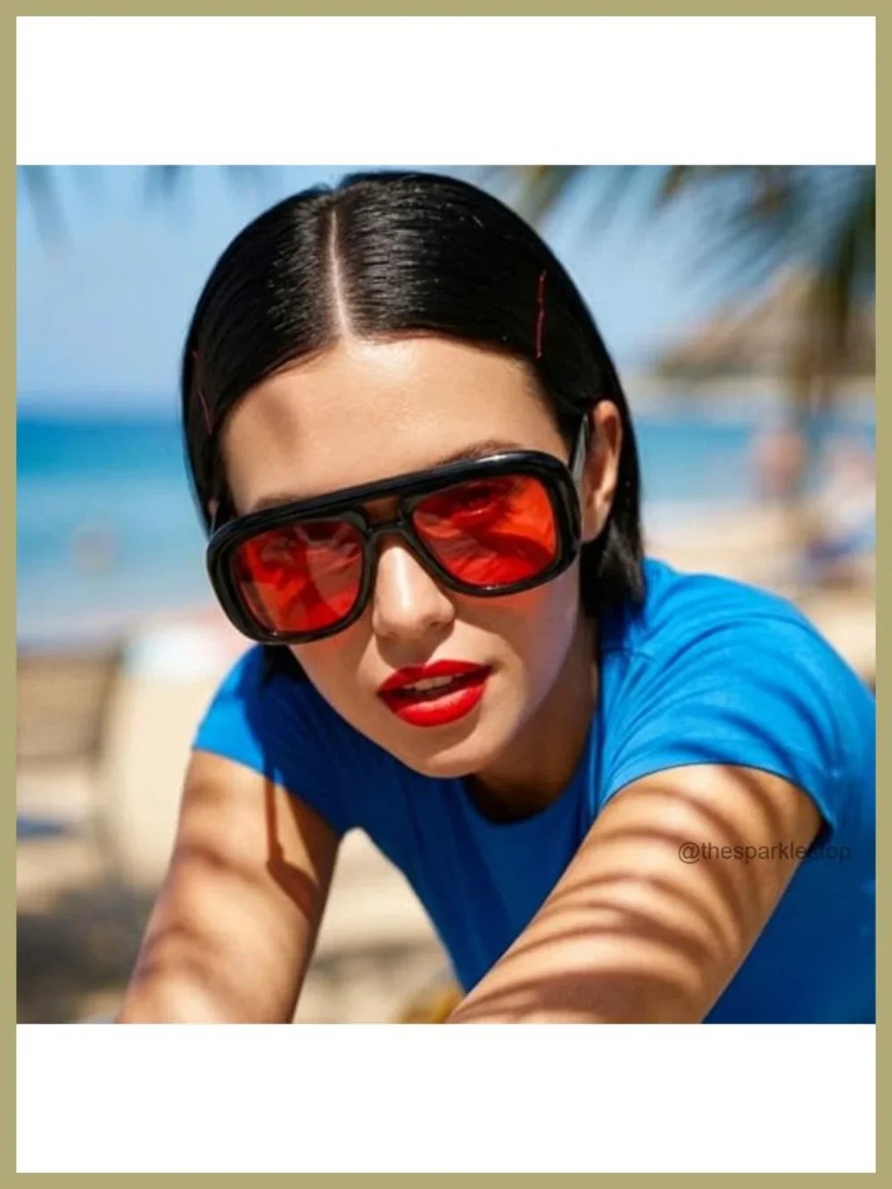 Oversized Square Aviator Sunglasses Retro Thick Frame UV400 Protection